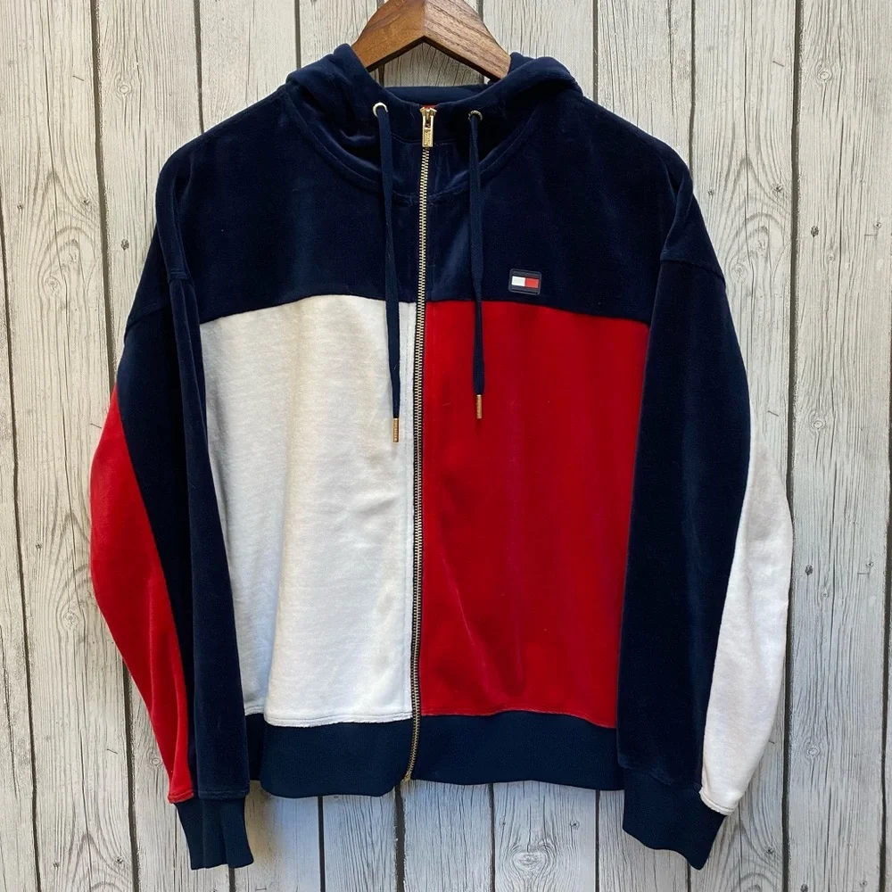 Tommy Hilfiger Sport Sweatshirt Hooded Zip Up Women’s Size Medium - Picture 11 of 11